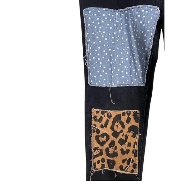 Dript Women's Black Patchwork Skinny Jeans 4 Button Fly Size 30 - Picture 3 of 7